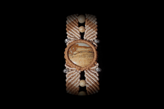 Bracelet Belos Flèche Terrestre Sacrée beige et brun, Jaspe Paysage, détail