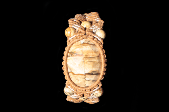 Bracelet Hexa Light Sagesse Enfouie beige et brun, Jaspe Paysage, face