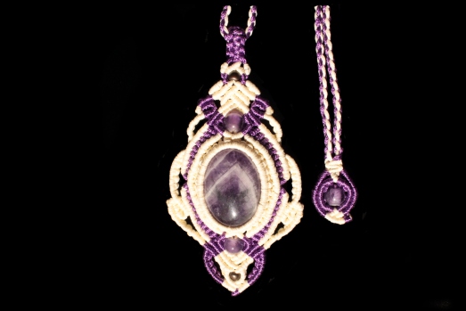 Amethyst Spiritual queen pendant creamy white and purple, Amethyst