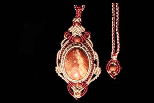 Queen of Sweet Rebirth pendant beige and red, Brecciated Jasper