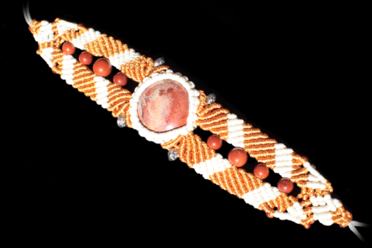 Orange and cream Purifying Earth Arrow Belos Bracelet, Red Jasper