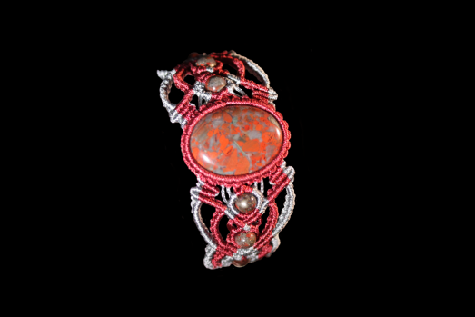 Emotional Calm's Princess gray and red bracelet, Brecciated Jasper, side