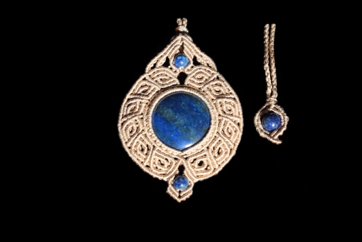 Pendentif Maya Serpent Vision créatif beige, Lapis-Lazuli